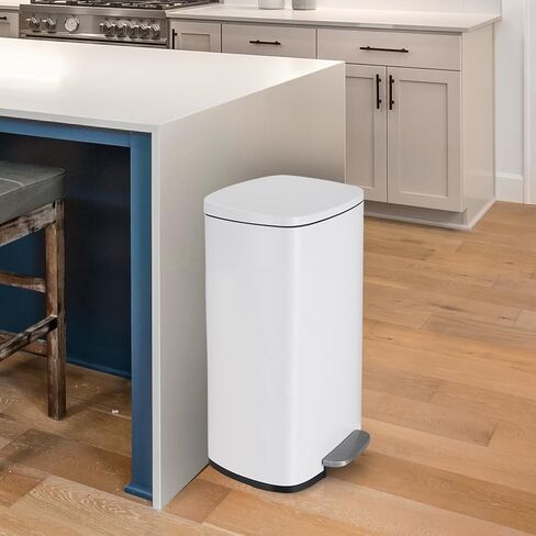 8 Gal Kitchen Trash Can, 30L Recycling or Garbage Bin, Brushed Stainless Steel Waste Basket, Soft&Quiet Close Dustbin, with Step-On Pedal, Removable Inner Bucket, for Home, Office, LIving Room in Saudi Arabia
