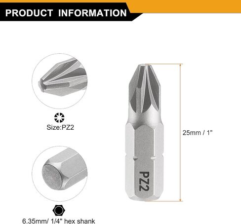 HARFINGTON 2pcs PZ1 Pozi Screwdriver Bit 1/4" Hex Shank 25mm/1" Length Magnetic Phillips Slotted Hex Bits S2 Steel Screw Driver Bit in Saudi Arabia