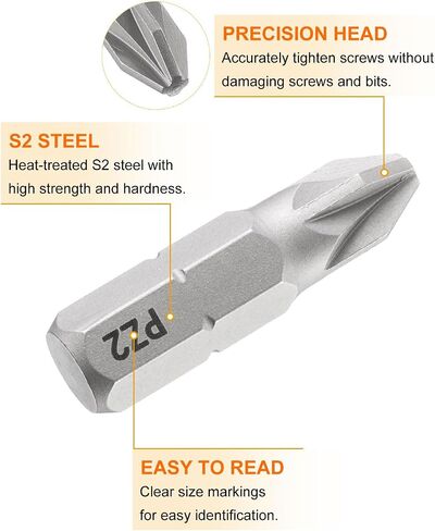 HARFINGTON 2pcs PZ1 Pozi Screwdriver Bit 1/4" Hex Shank 25mm/1" Length Magnetic Phillips Slotted Hex Bits S2 Steel Screw Driver Bit in Saudi Arabia