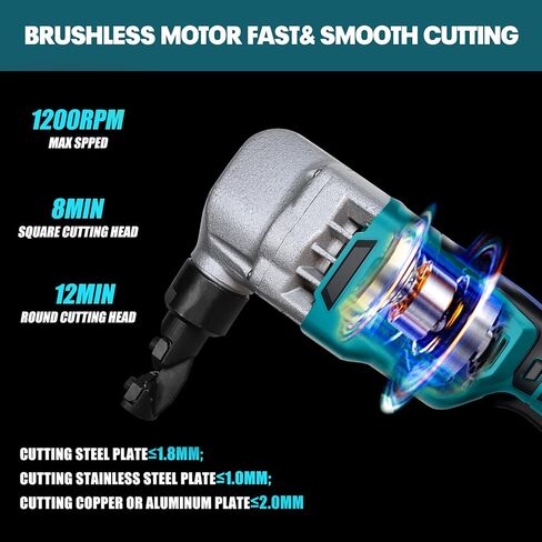 Cordless Nibbler Metal Cutter Compatible with Makita 18V Battery, 18 Gauge Brushless Electric Power Metal Shear W/ 2.0Ah Battery, Sheet Steel Nibbler for Metal, Stainless Steel, Aluminium in Saudi Arabia