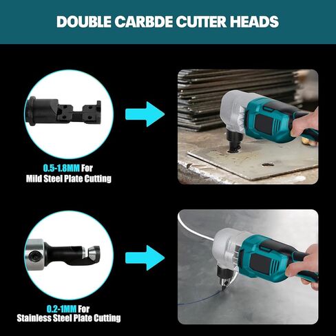 Cordless Nibbler Metal Cutter Compatible with Makita 18V Battery, 18 Gauge Brushless Electric Power Metal Shear W/ 2.0Ah Battery, Sheet Steel Nibbler for Metal, Stainless Steel, Aluminium in Saudi Arabia