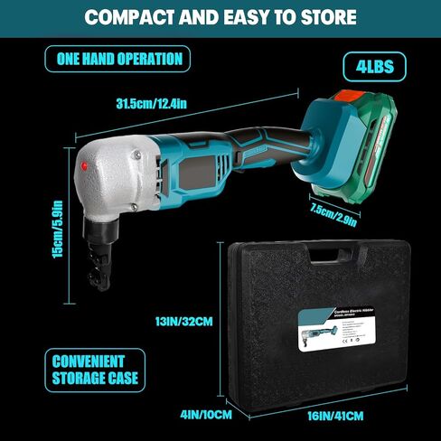 Cordless Nibbler Metal Cutter Compatible with Makita 18V Battery, 18 Gauge Brushless Electric Power Metal Shear W/ 2.0Ah Battery, Sheet Steel Nibbler for Metal, Stainless Steel, Aluminium in Saudi Arabia