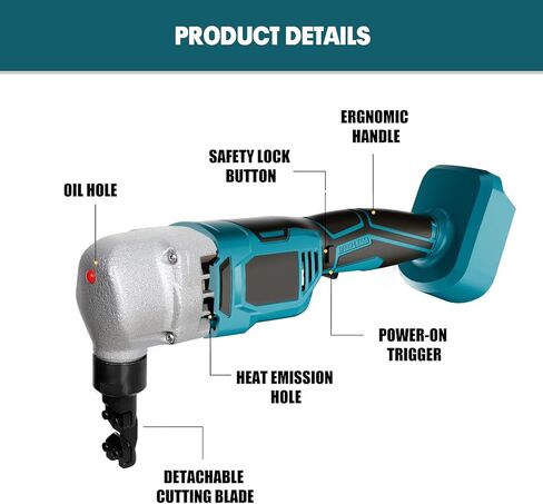 Cordless Nibbler Metal Cutter Compatible with Makita 18V Battery, 18 Gauge Brushless Electric Power Metal Shear W/ 2.0Ah Battery, Sheet Steel Nibbler for Metal, Stainless Steel, Aluminium in Saudi Arabia