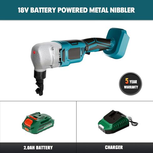 Cordless Nibbler Metal Cutter Compatible with Makita 18V Battery, 18 Gauge Brushless Electric Power Metal Shear W/ 2.0Ah Battery, Sheet Steel Nibbler for Metal, Stainless Steel, Aluminium in Saudi Arabia