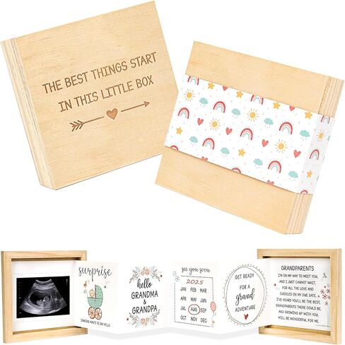 Pregnancy Announcement for Grandparents, Baby Announcement Ideas- Baby Sonogram Picture Keepsake Wooden Box- Pregnancy Reveal To Parents, First Time Grandparents Surprise Gifts in Saudi Arabia