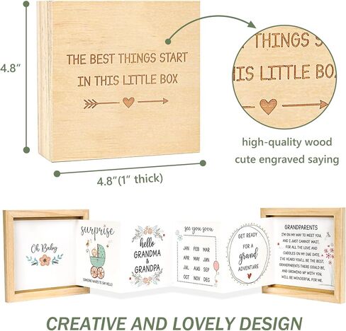 Pregnancy Announcement for Grandparents, Baby Announcement Ideas- Baby Sonogram Picture Keepsake Wooden Box- Pregnancy Reveal To Parents, First Time Grandparents Surprise Gifts in Saudi Arabia