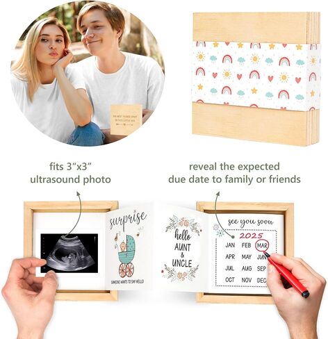 Pregnancy Announcement for Grandparents, Baby Announcement Ideas- Baby Sonogram Picture Keepsake Wooden Box- Pregnancy Reveal To Parents, First Time Grandparents Surprise Gifts in Saudi Arabia