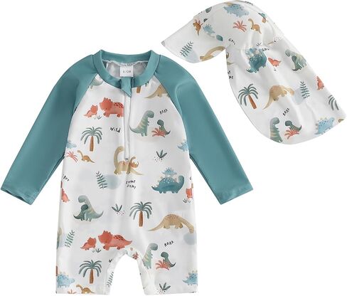 Toddler Baby Boys Girl Rash Guard Swimsuit Long Sleeve Zipper Swimwear Sunsuit Infant Boy One Piece Bathing Suit in Saudi Arabia