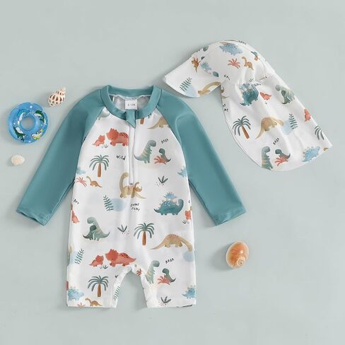 Toddler Baby Boys Girl Rash Guard Swimsuit Long Sleeve Zipper Swimwear Sunsuit Infant Boy One Piece Bathing Suit in Saudi Arabia