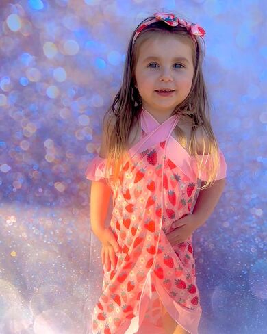 Infant Toddler Baby Girl Two Piece Swimsuit with Cover Up Skirt Ruffle Bathing Suit Bikini Headband Set in Kuwait