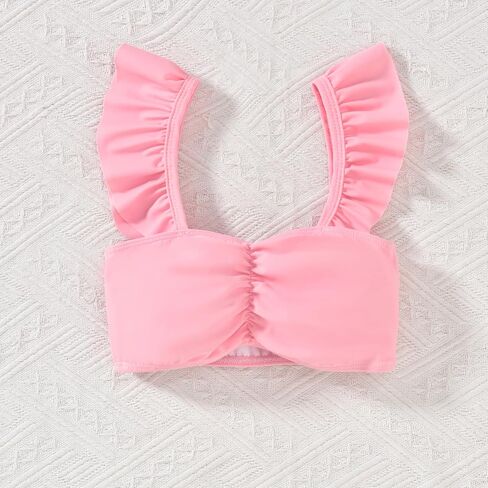 Infant Toddler Baby Girl Two Piece Swimsuit with Cover Up Skirt Ruffle Bathing Suit Bikini Headband Set in Kuwait