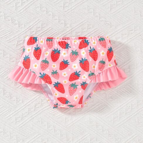 Infant Toddler Baby Girl Two Piece Swimsuit with Cover Up Skirt Ruffle Bathing Suit Bikini Headband Set in Kuwait