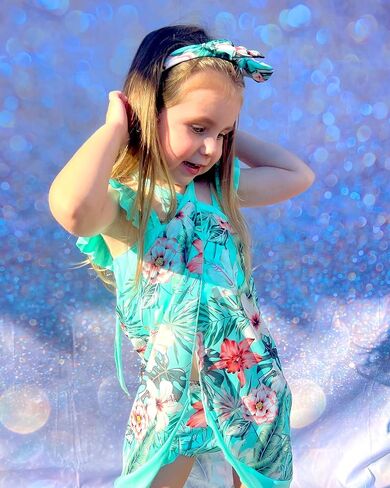Infant Toddler Baby Girl Two Piece Swimsuit with Cover Up Skirt Ruffle Bathing Suit Bikini Headband Set in Kuwait