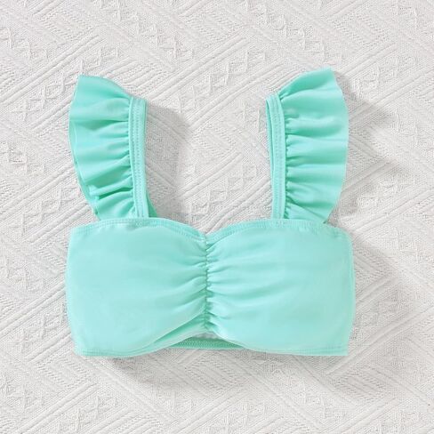 Infant Toddler Baby Girl Two Piece Swimsuit with Cover Up Skirt Ruffle Bathing Suit Bikini Headband Set in Kuwait