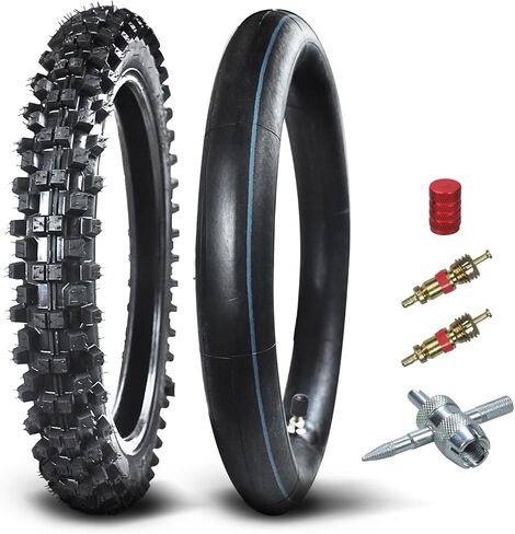 Rear 90/100-14 3.00-14 Tire and Inner Tube for 110cc 125cc KLX125 KLX140 KX85 TTR125 YZ80 YZ85 CT90 RM80 DRZ125 TaoTao DB17 Apollo RFZX18 Coolster Dirt Pit Bike Off Road Motocross Heavy Duty in Kuwait