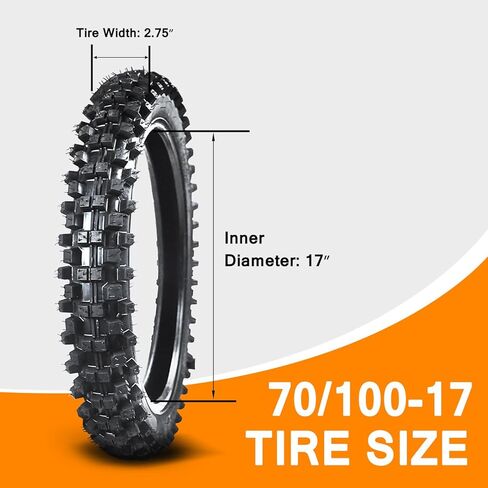 Rear 90/100-14 3.00-14 Tire and Inner Tube for 110cc 125cc KLX125 KLX140 KX85 TTR125 YZ80 YZ85 CT90 RM80 DRZ125 TaoTao DB17 Apollo RFZX18 Coolster Dirt Pit Bike Off Road Motocross Heavy Duty in Kuwait