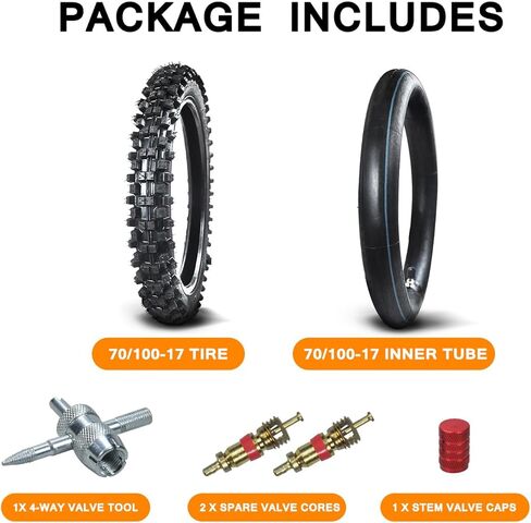 Rear 90/100-14 3.00-14 Tire and Inner Tube for 110cc 125cc KLX125 KLX140 KX85 TTR125 YZ80 YZ85 CT90 RM80 DRZ125 TaoTao DB17 Apollo RFZX18 Coolster Dirt Pit Bike Off Road Motocross Heavy Duty in Kuwait