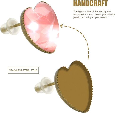 Earring Cabochon Settings, 40 Pieces Cabochon Stud Earrings Blank Heart Shape Earring Bezel Tray with 40 Pieces Butterfly Earring Safety Backs for Jewelry Making in Saudi Arabia