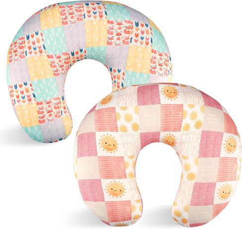 SWESEN 2 Pack Nursing Pillow Cover for Baby Girls, Breastfeeding Pillow Slipcover, Soft Stretchy Snug Fits On Infant Nursing Pillow, Machine Washable & Breathable, Fox & Sun in Kuwait