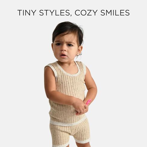 7AM Unisex Baby Biker Shorts - Hug Me Collection Ultra Soft Comfy Short for Newborn & Kids | Retro Cotton Ribbed Knit Design in Kuwait