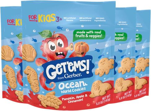 Get'ems! from Gerber, Snacks for Kids, Pizza Space Crackers, Made with Real Veggies & Fruits, Iron & Vitamin E - 4 pack in Saudi Arabia
