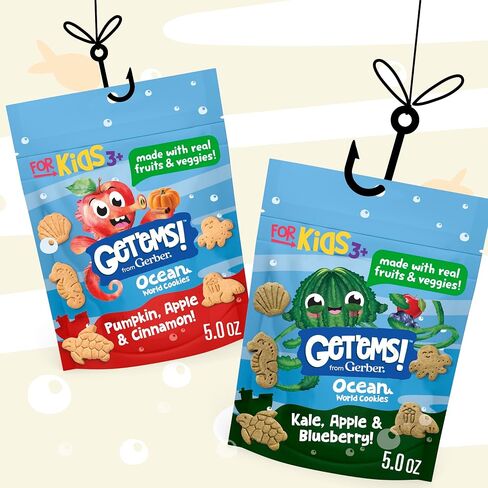 Get'ems! from Gerber, Snacks for Kids, Pizza Space Crackers, Made with Real Veggies & Fruits, Iron & Vitamin E - 4 pack in Saudi Arabia