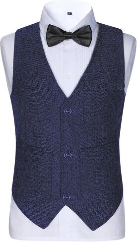 Retro Boys Tweed Vest for Kids Formal Dress Herringbone Suit Vest for Toddler Boy Wedding Waistcoat in Saudi Arabia