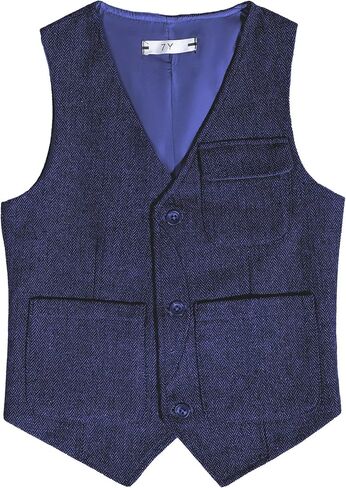 Retro Boys Tweed Vest for Kids Formal Dress Herringbone Suit Vest for Toddler Boy Wedding Waistcoat in Saudi Arabia