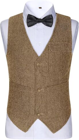 Retro Boys Tweed Vest for Kids Formal Dress Herringbone Suit Vest for Toddler Boy Wedding Waistcoat in Saudi Arabia