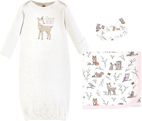 Hudson Baby Unisex Baby Gown, Swaddle Blanket and Cap or Headband, 0-6 Months in Kuwait