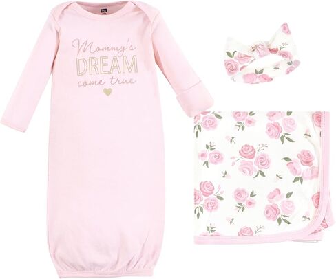 Hudson Baby Unisex Baby Gown, Swaddle Blanket and Cap or Headband, 0-6 Months in Kuwait