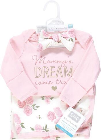 Hudson Baby Unisex Baby Gown, Swaddle Blanket and Cap or Headband, 0-6 Months in Kuwait
