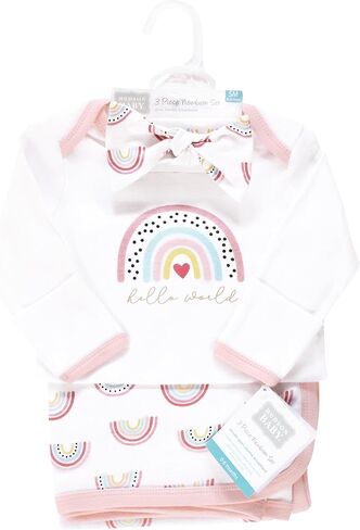 Hudson Baby Unisex Baby Gown, Swaddle Blanket and Cap or Headband, 0-6 Months in Kuwait