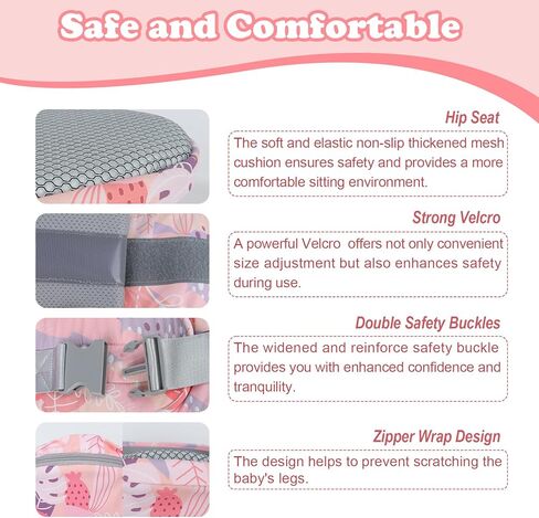 Baby Hip Carrier - Adjustable Waistband & Hip Seat for Newborn-Toddler (Up to 66 Lbs) with Pockets for Parents in Kuwait