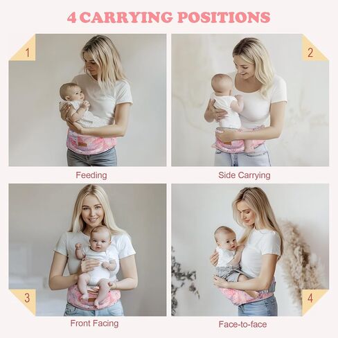Baby Hip Carrier - Adjustable Waistband & Hip Seat for Newborn-Toddler (Up to 66 Lbs) with Pockets for Parents in Kuwait
