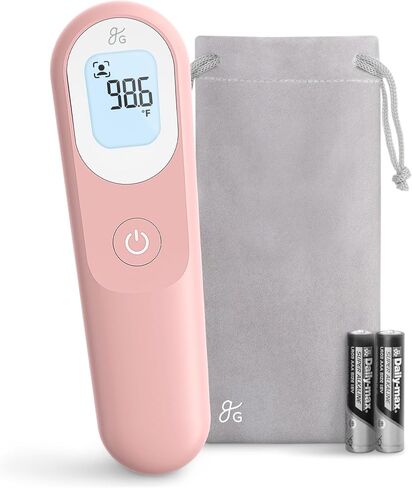 Greater Goods No-Touch Infrared Digital Thermometer for Adults, Kids, and Babies, Forehead Thermometer with Ergonomic Grip, Fever Alarm, HSA FSA Eligible, Blush Pink in Saudi Arabia