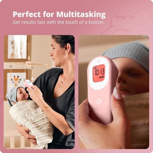 Greater Goods No-Touch Infrared Digital Thermometer for Adults, Kids, and Babies, Forehead Thermometer with Ergonomic Grip, Fever Alarm, HSA FSA Eligible, Blush Pink in Saudi Arabia