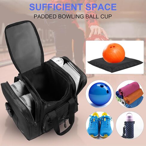 Bowling Ball Bag for Single Ball - Bowling Ball Tote Bag with Padded Ball Holder, 2 Pockets fit Bowling Shoes Up to Mens Size 14 and Accessories in Kuwait