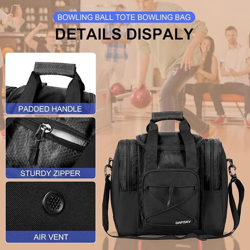 Bowling Ball Bag for Single Ball - Bowling Ball Tote Bag with Padded Ball Holder, 2 Pockets fit Bowling Shoes Up to Mens Size 14 and Accessories in Kuwait