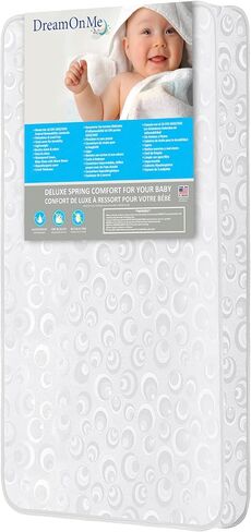 Dream On Me 3" Innerspring Mini Crib Mattress in White, Waterproof Cover with Lock Stitch Venting in Saudi Arabia