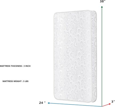 Dream On Me 3" Innerspring Mini Crib Mattress in White, Waterproof Cover with Lock Stitch Venting in Saudi Arabia