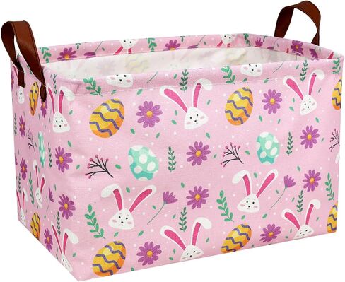 Kid Large Empty Easter Basket Personalized Fabric Bunny Easter Basket for Boy and Girl (Happy Rabbit Easter Egg) in Saudi Arabia