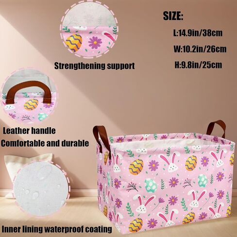 Kid Large Empty Easter Basket Personalized Fabric Bunny Easter Basket for Boy and Girl (Happy Rabbit Easter Egg) in Saudi Arabia