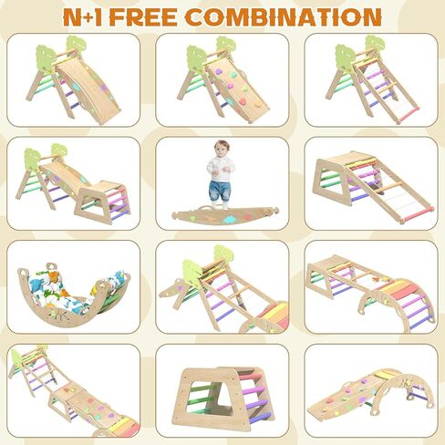 Large Pikler Triangle Set with Pillow Foldable Toddler Climbing Toys Indoor Climbing Toys for Toddlers Inside Montessori All in 1 Pikler Climbing Set with Maze, Shape Sorter, Car Toys in Saudi Arabia