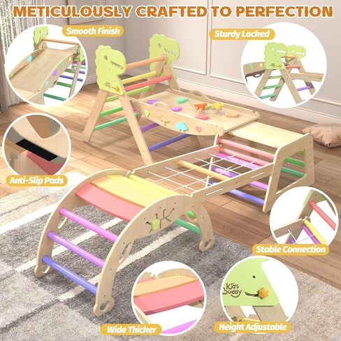 Large Pikler Triangle Set with Pillow Foldable Toddler Climbing Toys Indoor Climbing Toys for Toddlers Inside Montessori All in 1 Pikler Climbing Set with Maze, Shape Sorter, Car Toys in Saudi Arabia