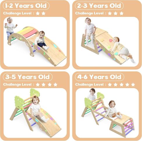 Large Pikler Triangle Set with Pillow Foldable Toddler Climbing Toys Indoor Climbing Toys for Toddlers Inside Montessori All in 1 Pikler Climbing Set with Maze, Shape Sorter, Car Toys in Saudi Arabia