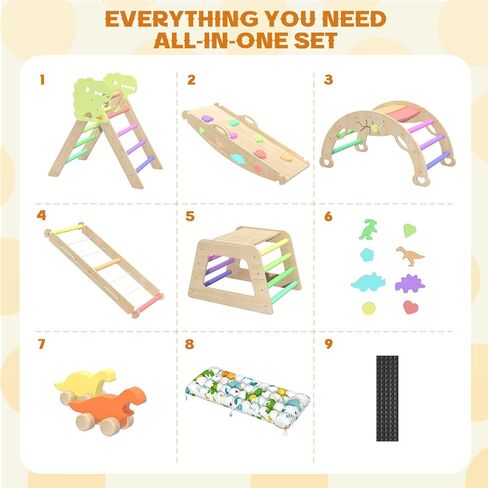 Large Pikler Triangle Set with Pillow Foldable Toddler Climbing Toys Indoor Climbing Toys for Toddlers Inside Montessori All in 1 Pikler Climbing Set with Maze, Shape Sorter, Car Toys in Saudi Arabia