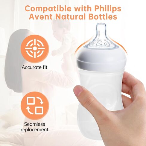 4 حزمة استبدال حلمات السيليكون متوافقة مع زجاجة الطفل الاستجابة الطبيعية فيليبس ، استبدال شباك ناعم لكوب sippy ، انتقال سهل من زجاجة إلى كوب (التدفق 3 ، التدفق المتوسط) in Kuwait