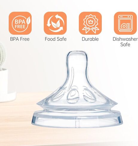 4 حزمة استبدال حلمات السيليكون متوافقة مع زجاجة الطفل الاستجابة الطبيعية فيليبس ، استبدال شباك ناعم لكوب sippy ، انتقال سهل من زجاجة إلى كوب (التدفق 3 ، التدفق المتوسط) in Kuwait