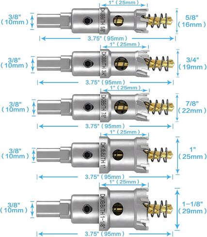 4 Pcs TCT Hole Saw Drill Bit Set,3/4" to 1-1/2" Tungsten Carbide Hole Saws Kit for Stainless Steel Hard Metal Plastic Wood, 1" Cut Depth, with Detachable Pilot Drill Bits, Allen Wrench in Kuwait
